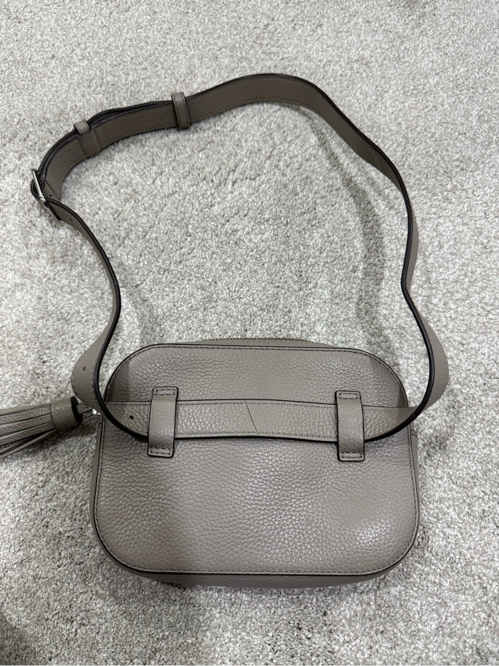 Tory Burch Pebbled Leather Crossbody in Taupe Gray - Picture 7 of 7